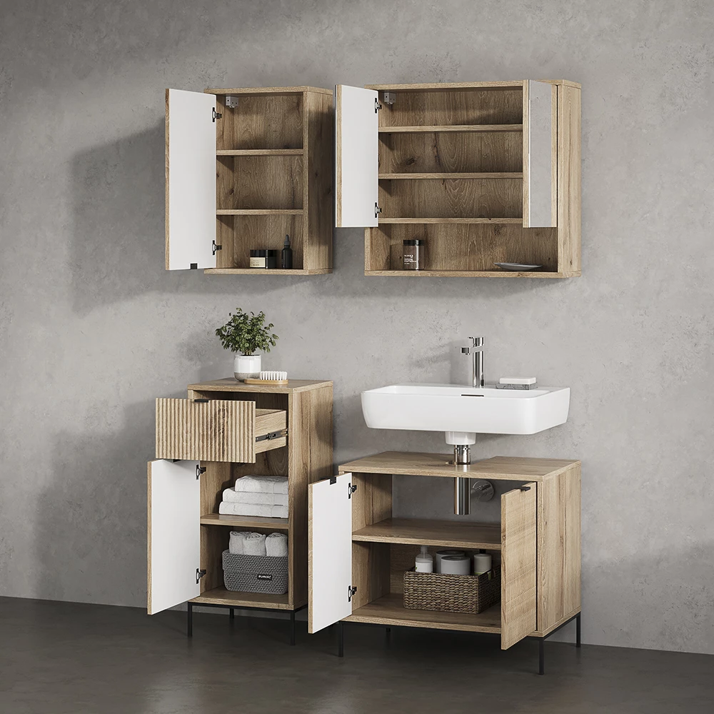 livinity® Badschrank Viking Oak 40 x 65 cm mit 2 Regalböden, ATERNO
