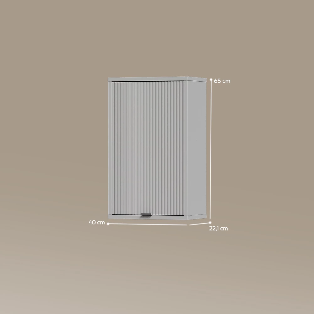 livinity® Badezimmer Grau 40 x 65 cm mit 2 Regalböden, ATERNO