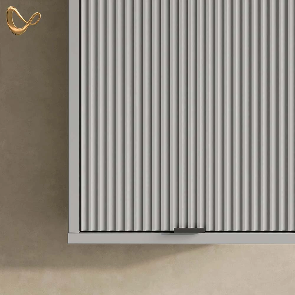 livinity® Badezimmer Grau 40 x 65 cm mit 2 Regalböden, ATERNO