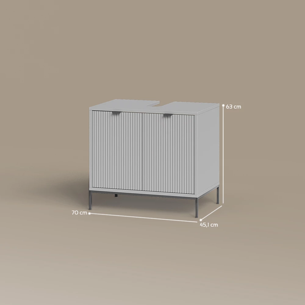 livinity® Waschtischunterschrank Grau 70 x 63 cm mit Türen, ATERNO