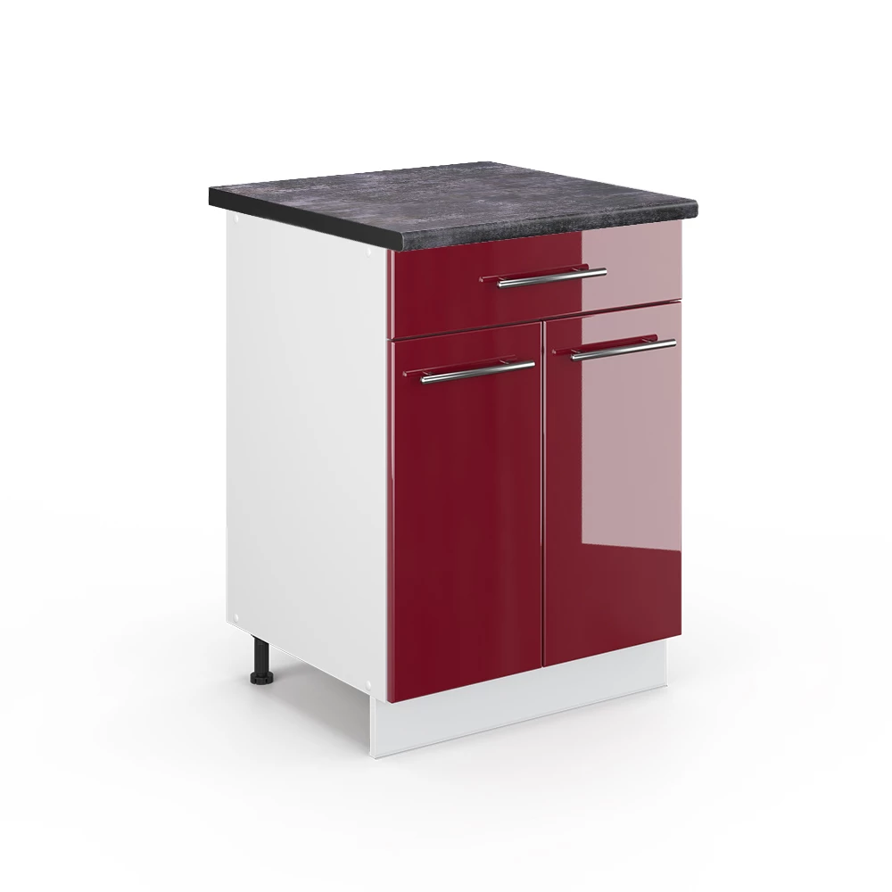 Vicco Kuchynská spodná skrinka Bordeaux vysoký lesk 60 cm so zásuvkou, AP antracit, Fame-Line