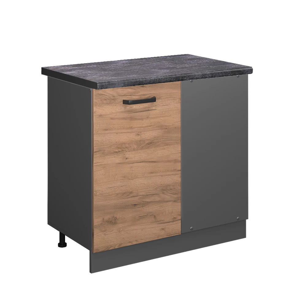Eckunterschrank in Goldkraft Eiche auf weißem Hintergrund