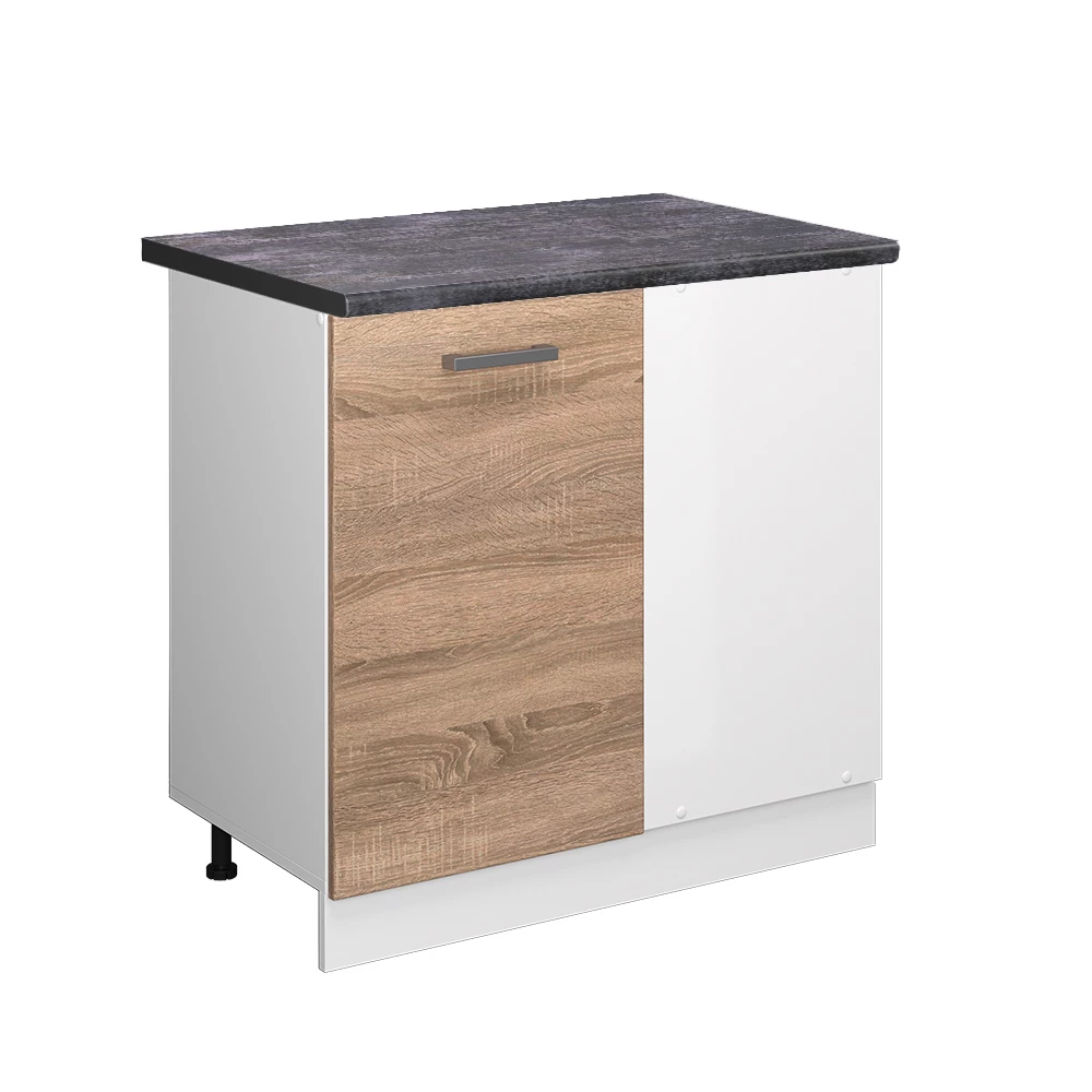 Eckunterschrank in Sonoma auf weißem Hintergrund