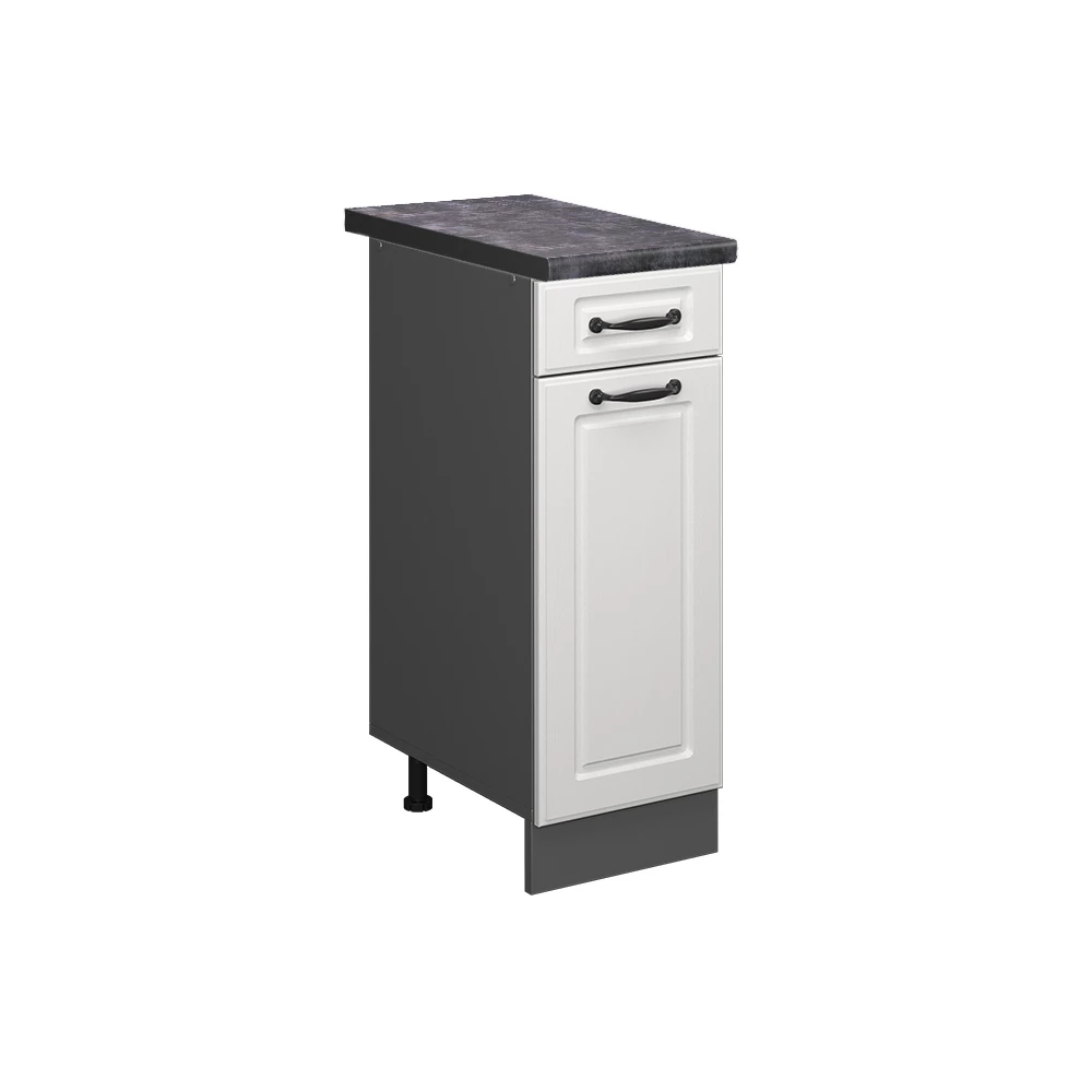 Vicco Meuble cuisine Blanc campagne 30cm , PT Anthracite, R-Line