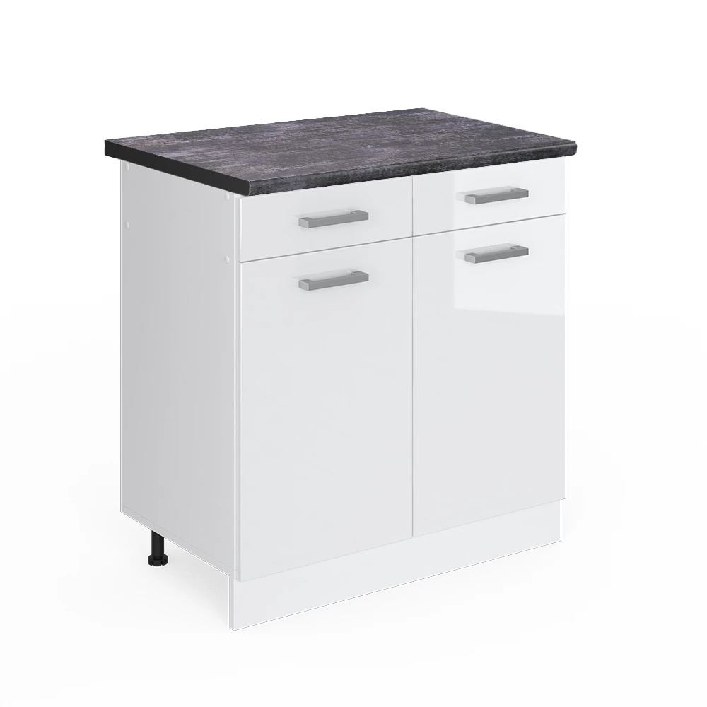Vicco Schubladenunterschrank Weiß Hochglanz 80 cm , AP Anthrazit, R-Line