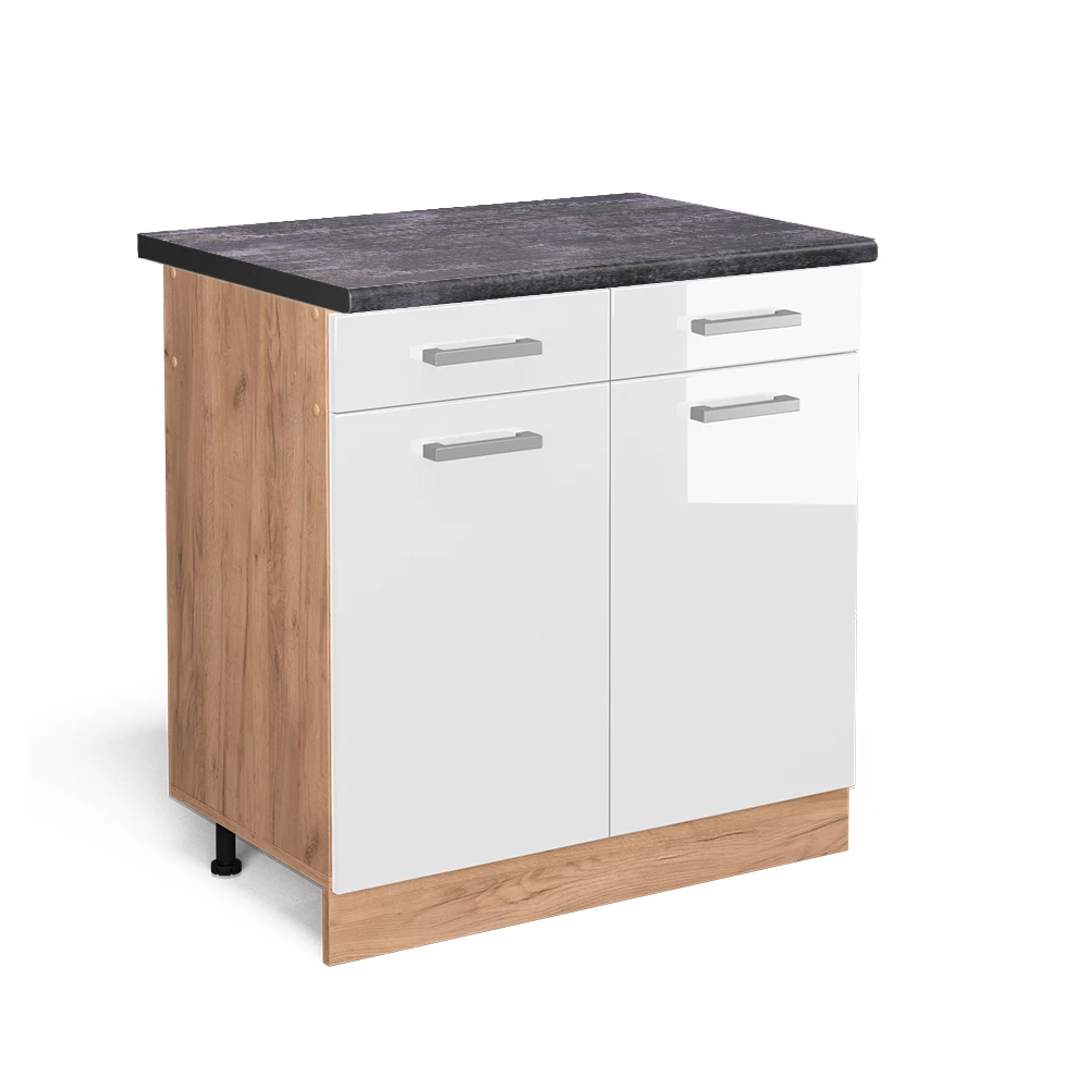 Vicco Dulap de bază pentru bucătărie Alb lucios ridicat 80cm, R-Line