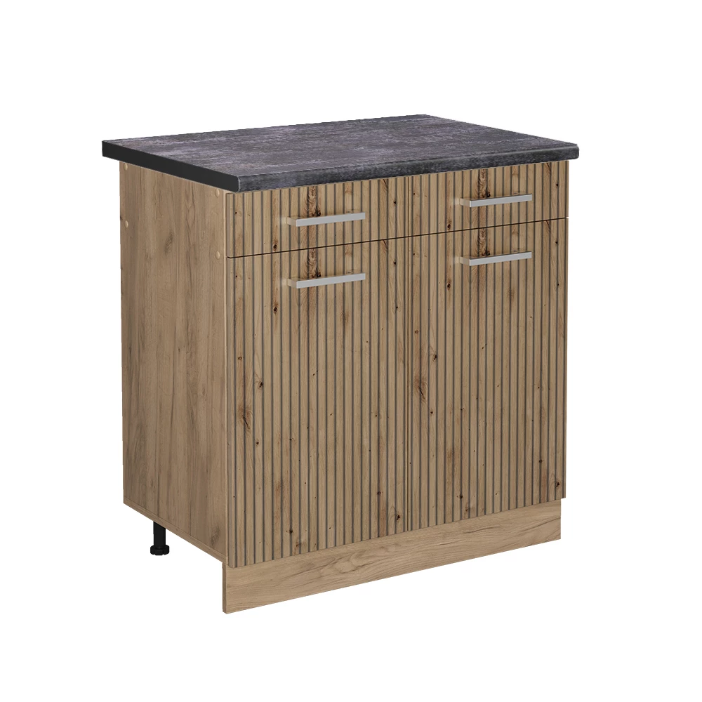 Küchenunterschrank in Artisan-Eiche auf weißem Hintergrund