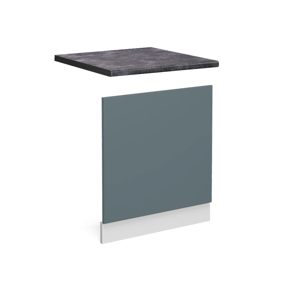 Frontblende in Blau-Grau auf weißem Hintergrund