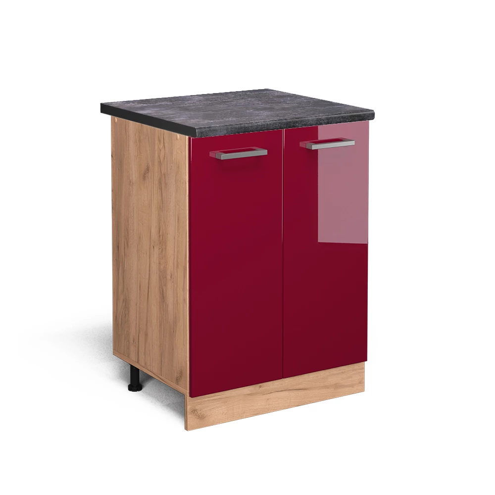 Vicco Dulap de bază pentru bucătărie Bordeaux lucios ridicat 60cm, R-Line