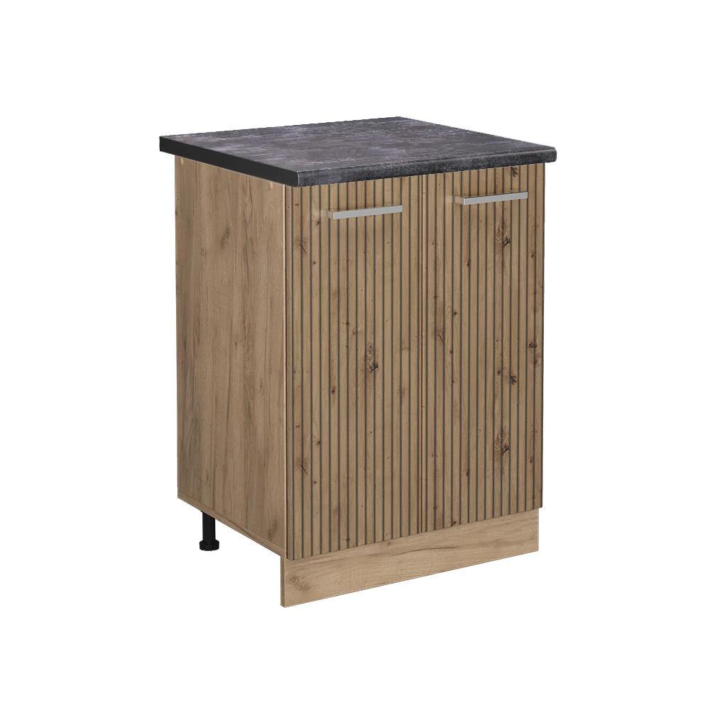 Küchenunterschrank in Artisan-Eiche auf weißem Hintergrund