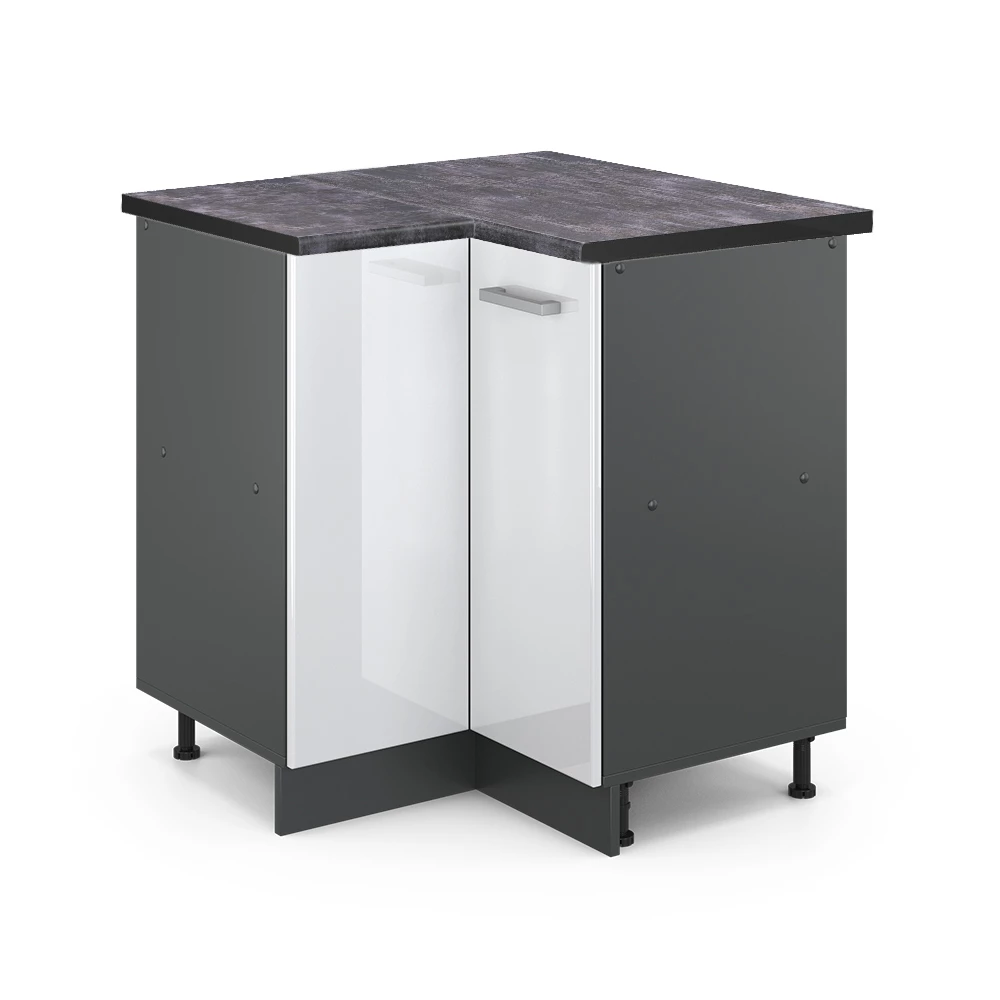 Vicco Corner cabinet White High Gloss 75.6 cm , WT Anthracite, R-Line