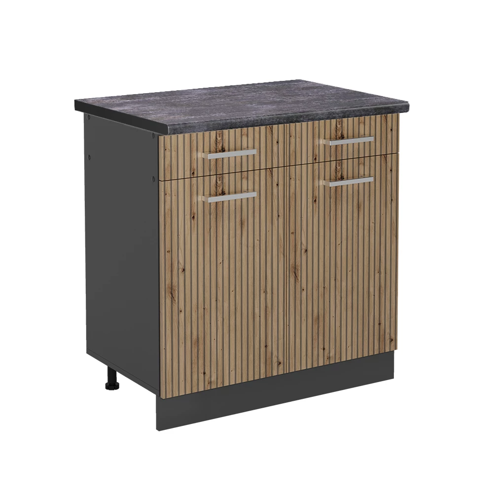 Küchenunterschrank in Artisan-Eiche auf weißem Hintergrund