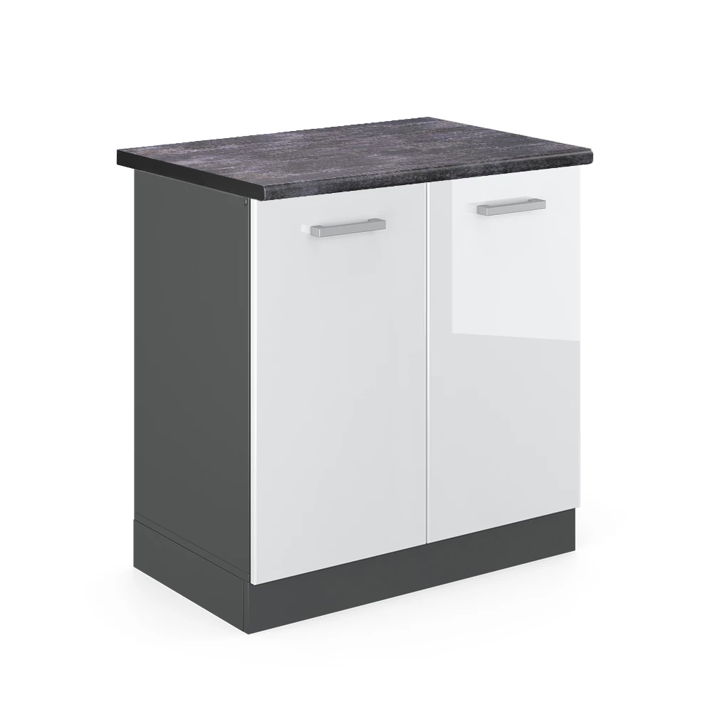 Vicco Dulap de bază pentru chiuvetă Alb lucios ridicat 80cm, R-Line