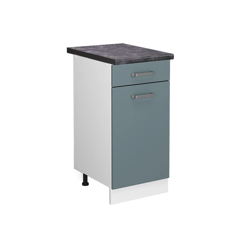 Keukenonderkast in Blauw-grijs op een witte achtergrond