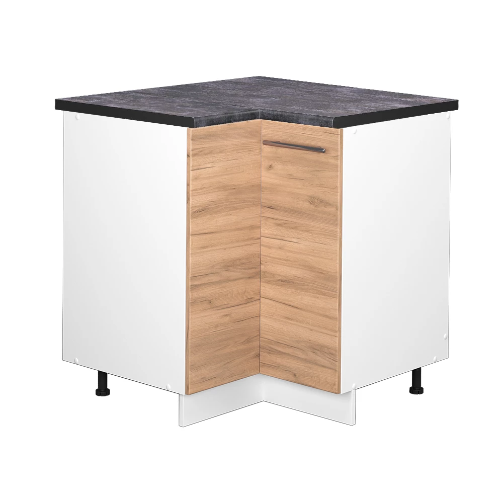 Eckunterschrank in Goldkraft Eiche auf weißem Hintergrund