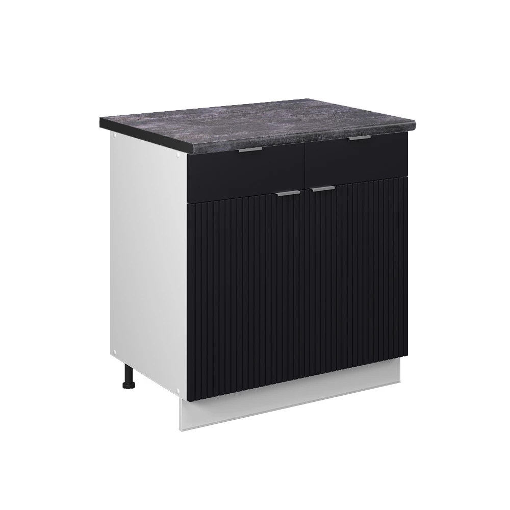 Vicco köksunderskåp "Fame-Line", svarta ränder, 80 cm, AP antracit
