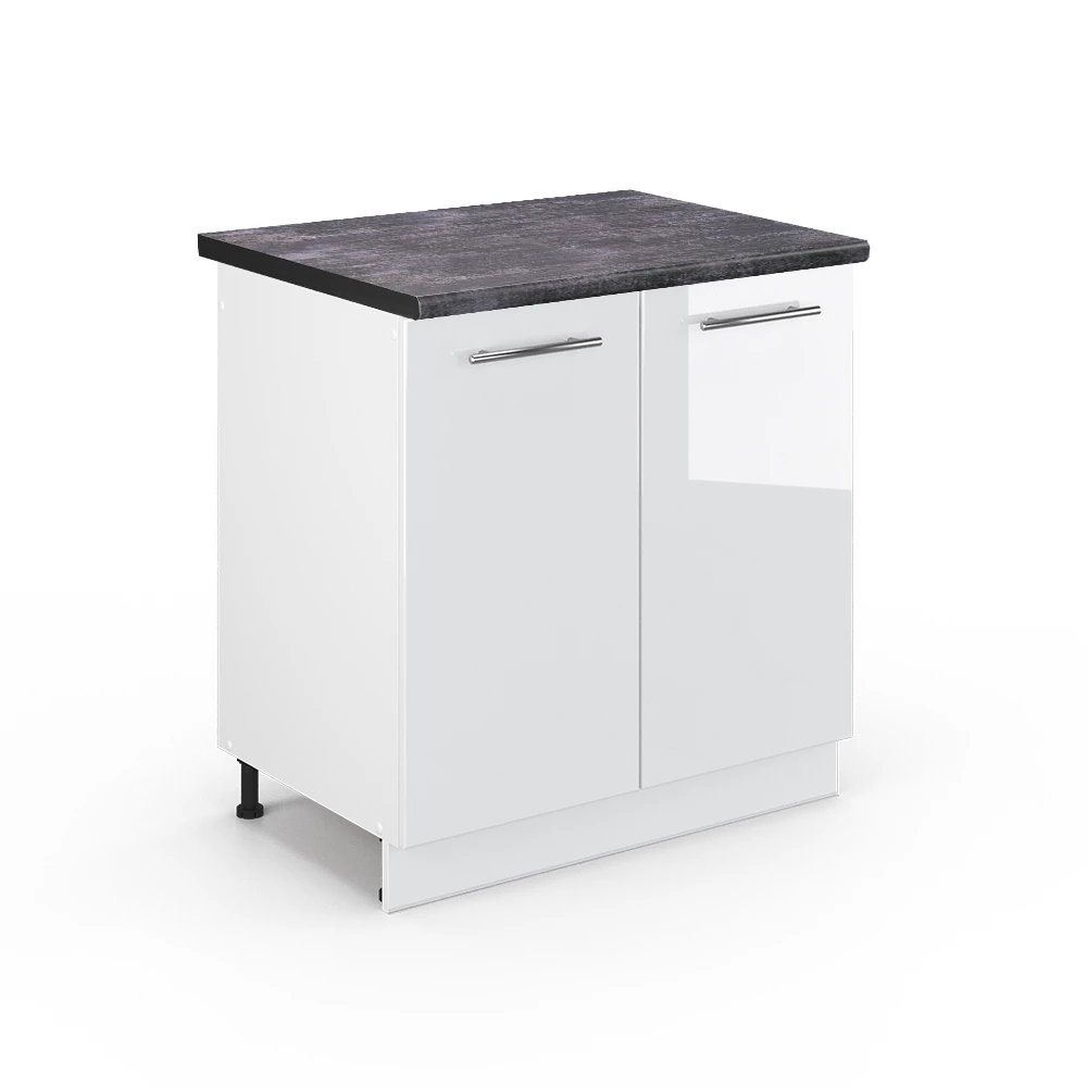 Vicco Spülenunterschrank Weiß Hochglanz 80 cm , AP Anthrazit, Fame-Line