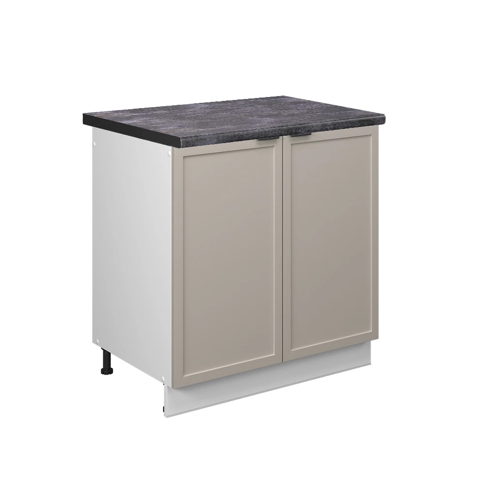 Spülenunterschrank in GrauBeige auf weißem Hintergrund