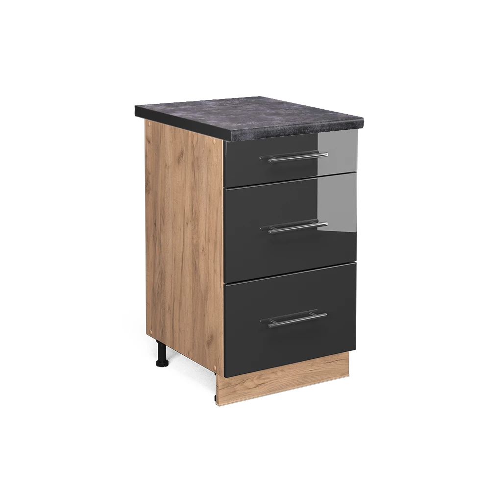 Küchenunterschrank Fame-Line Anthrazit Hochglanz 50 cm , AP Anthrazit livinity®