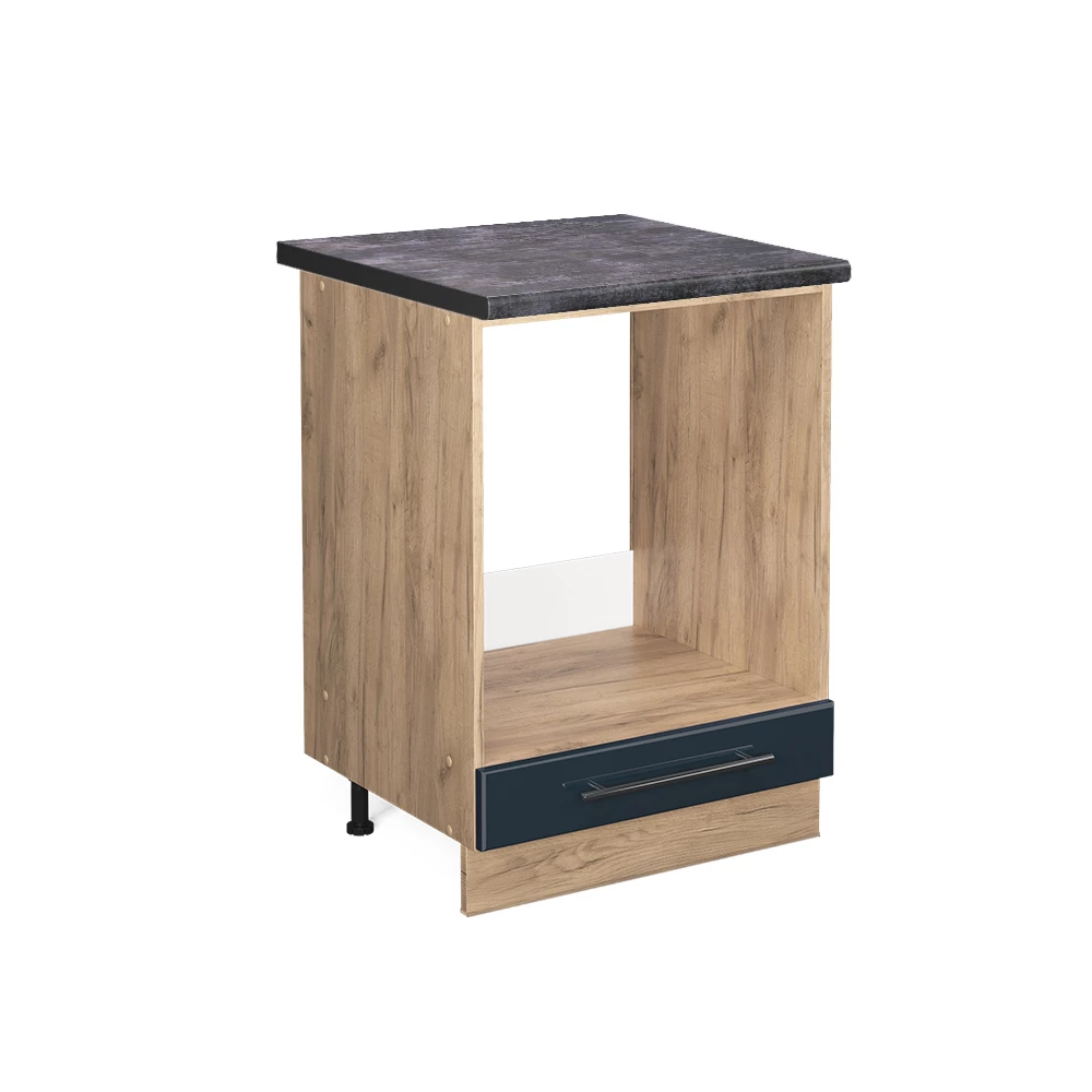 Kitchen cabinets in Dark blue high gloss on white background