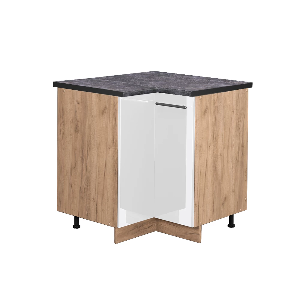 Vicco Dulap de colț Alb lucios ridicat 80.5cm, Fame-Line