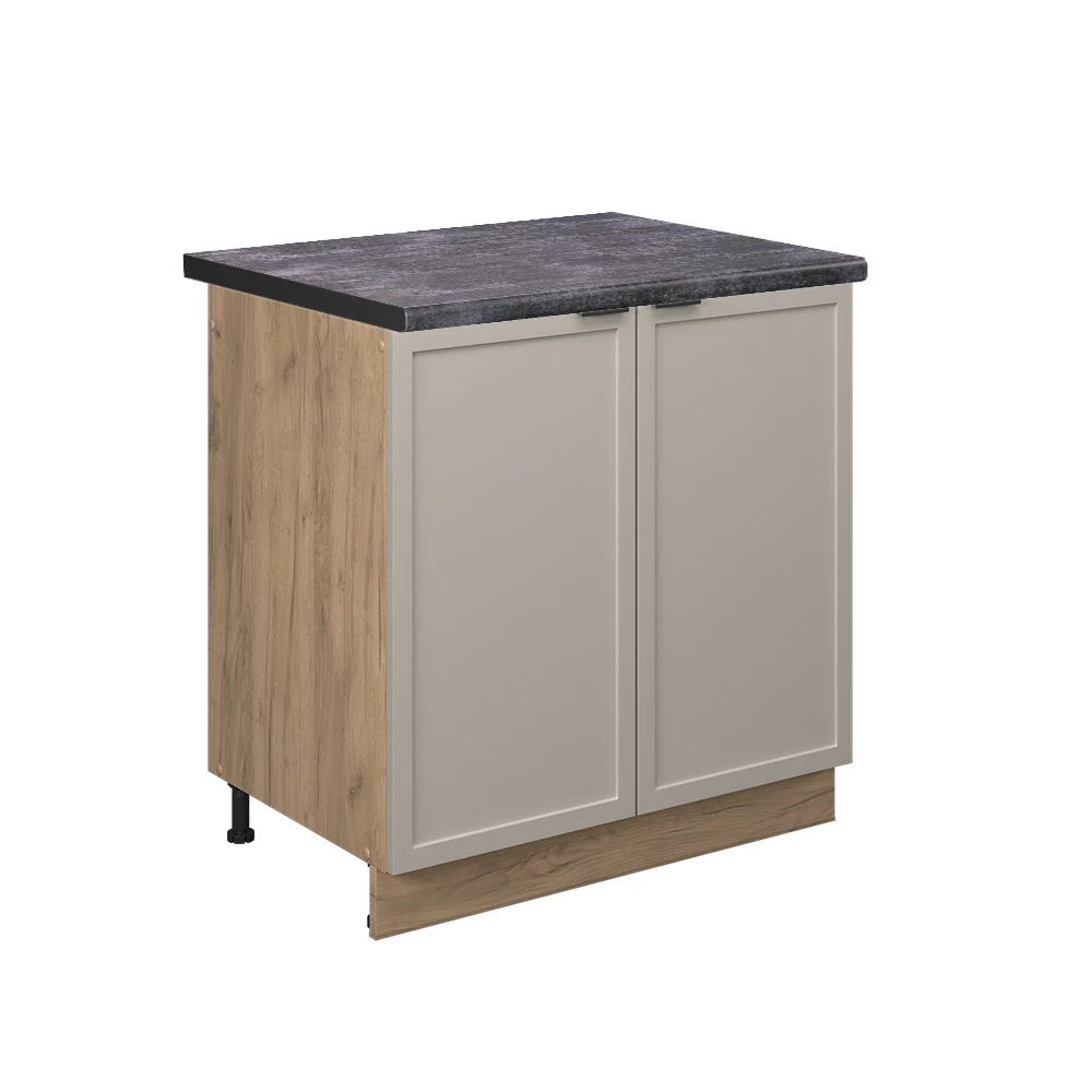 Spülenunterschrank in GrauBeige auf weißem Hintergrund