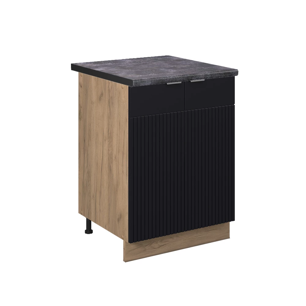 Vicco köksunderskåp "Fame-Line", svarta ränder, 60 cm, AP antracit