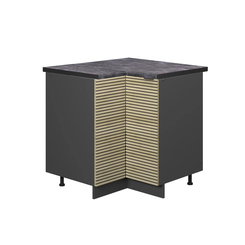 Eckschrank in Eiche Paneel auf weißem Hintergrund