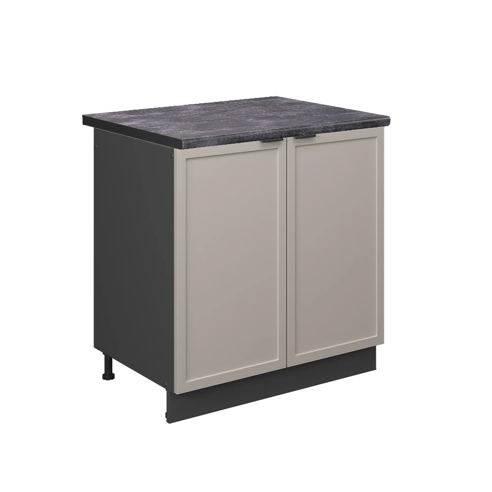 Spülenunterschrank in GrauBeige auf weißem Hintergrund