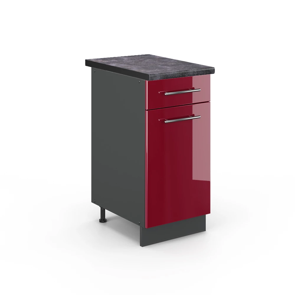 Vicco Mobiletto base per cucina Rosso bordeaux lucido 40 cm , PL Antracite, Fame-Line