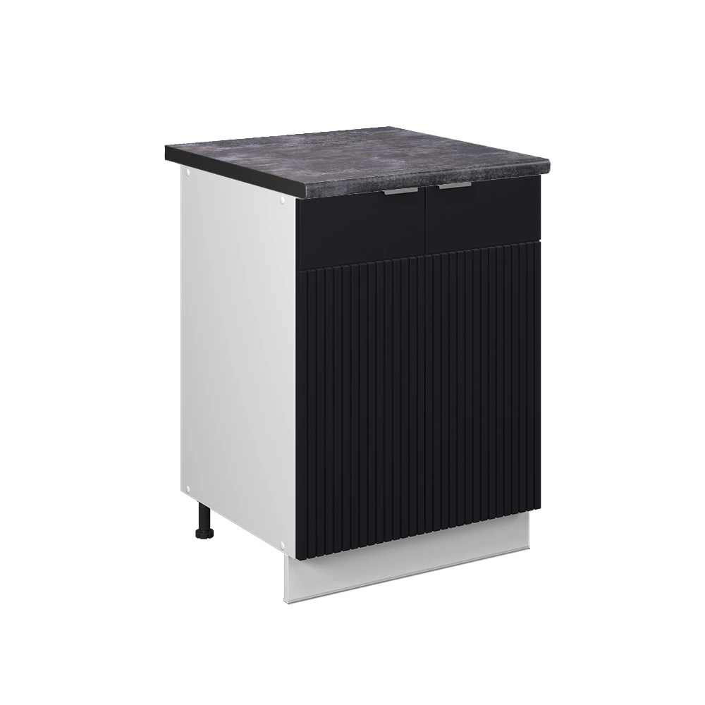 Spodní skříňka kuchyňské linky v barvě Černý pruhovaný na bílém pozadí