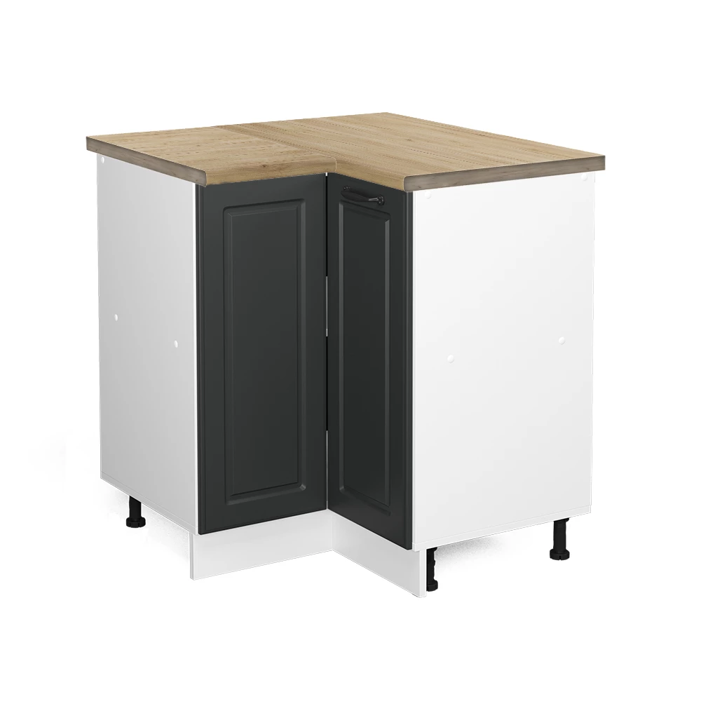 Eckunterschrank R-Line Anthrazit Landhaus 75.6 cm , AP Eiche livinity®