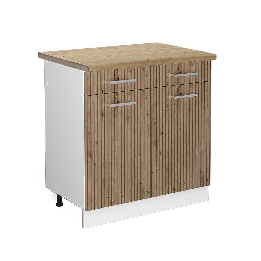Küchenunterschrank in Artisan-Eiche auf weißem Hintergrund