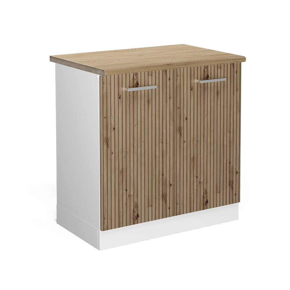 Spülenunterschrank in Artisan-Eiche auf weißem Hintergrund