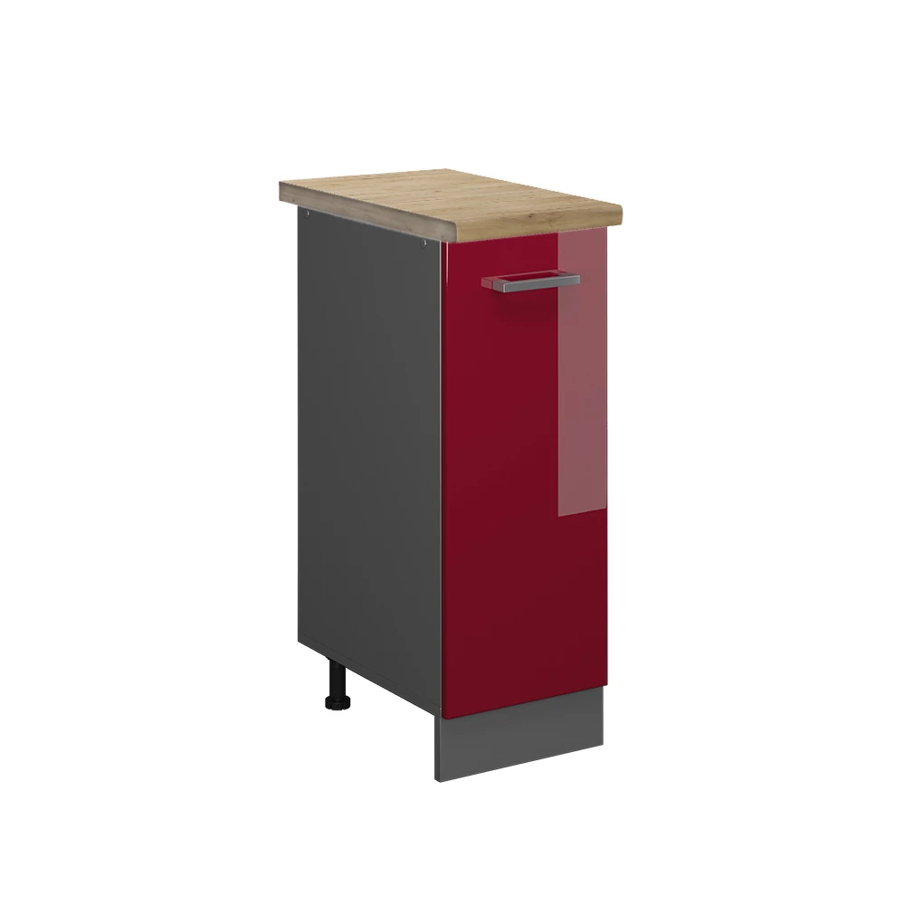 Apothekerschrank in Bordeaux Hochglanz auf weißem Hintergrund