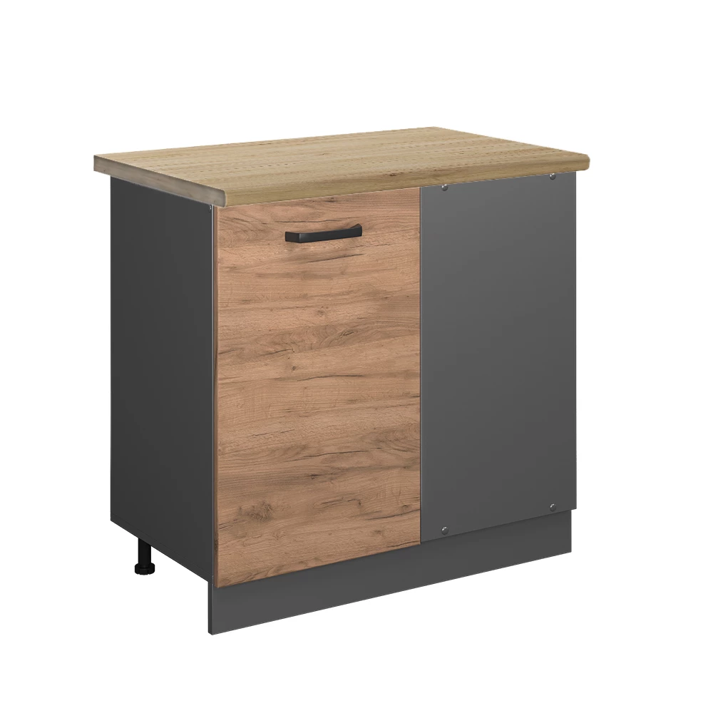 Eckunterschrank in Goldkraft Eiche auf weißem Hintergrund
