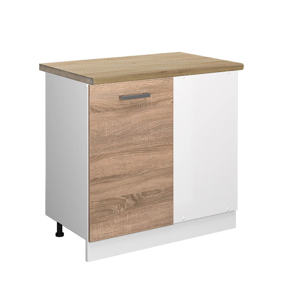 Eckunterschrank in Sonoma auf weißem Hintergrund