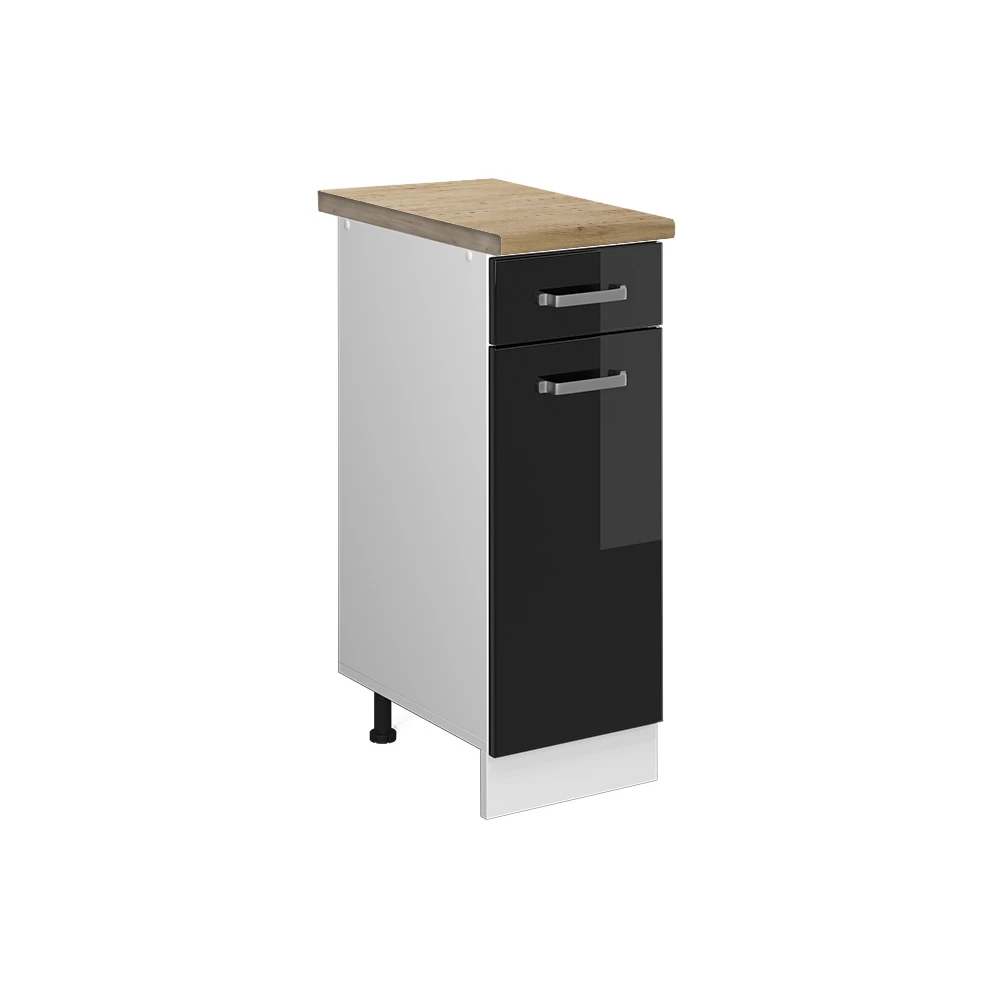 Dulap de bază pentru bucătărie in Negru lucios ridicat on white background