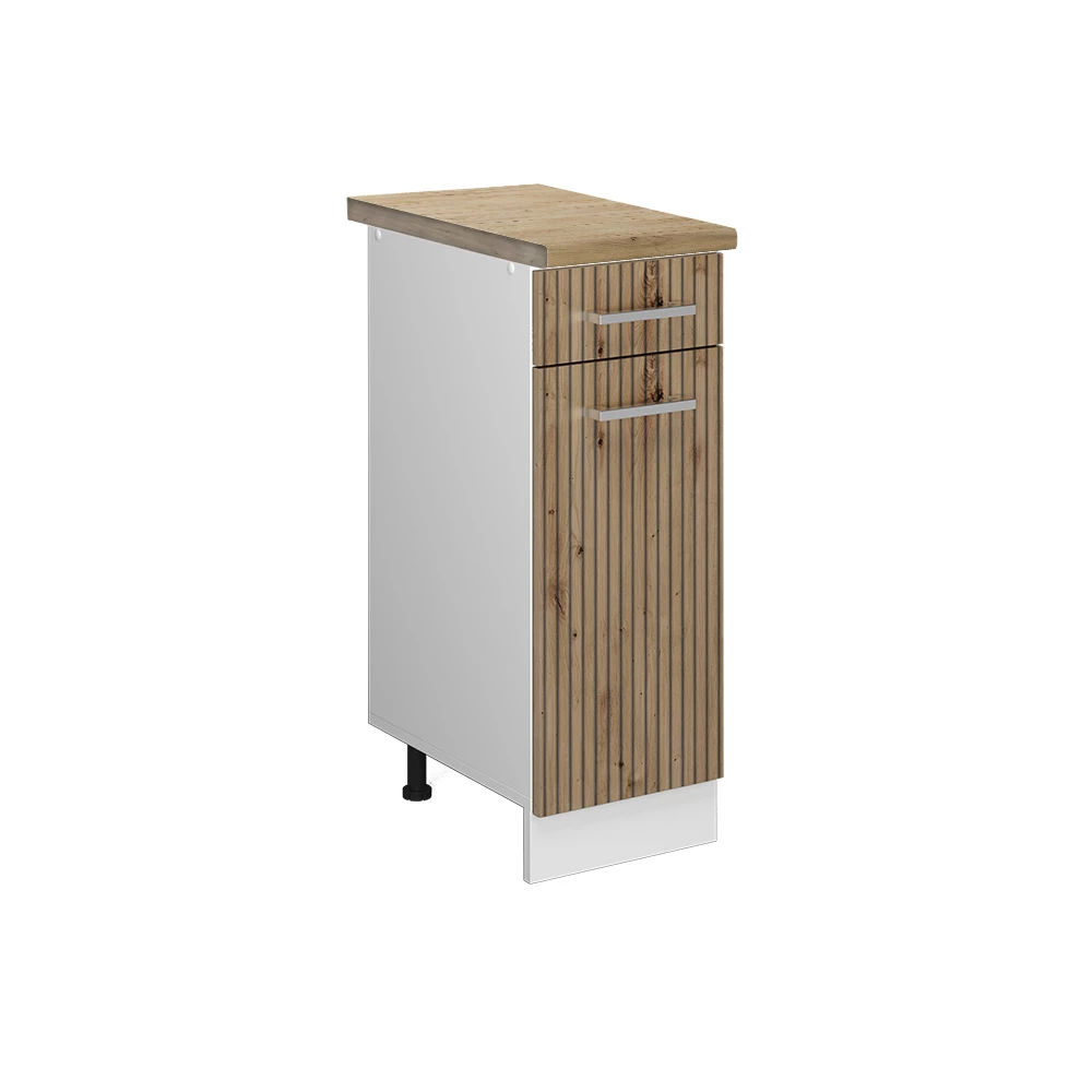 Küchenunterschrank in Artisan-Eiche auf weißem Hintergrund