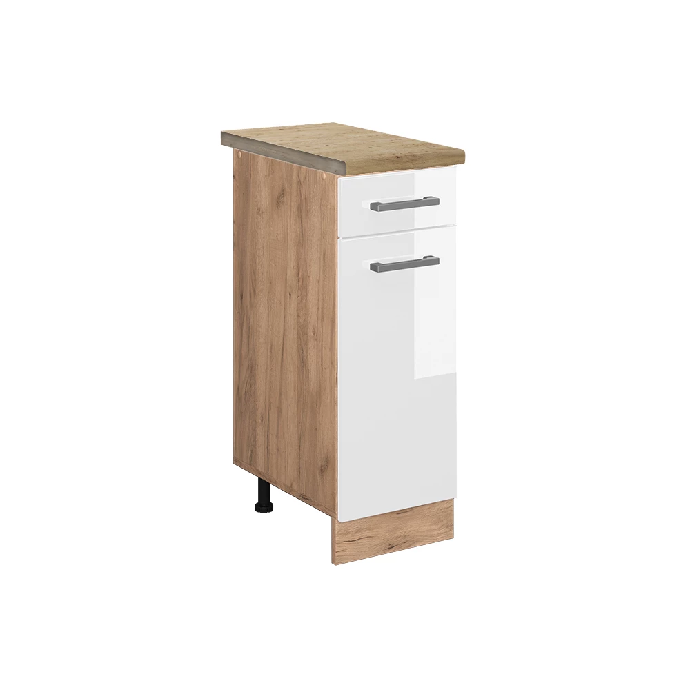 Vicco Küchenunterschrank Weiß Hochglanz 30 cm , AP Eiche, R-Line