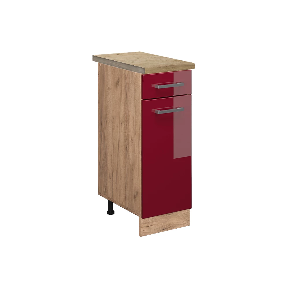 Vicco Keukenonderkast Bordeauxrode hoogglans 30 cm , WB Eik, R-Line