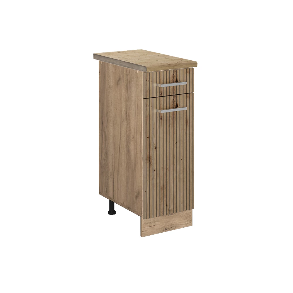 Küchenunterschrank in Artisan-Eiche auf weißem Hintergrund
