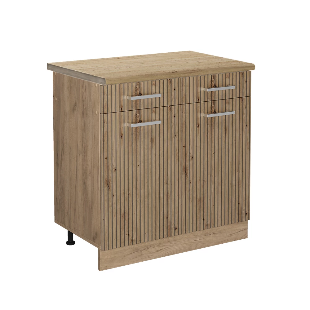 Küchenunterschrank in Artisan-Eiche auf weißem Hintergrund