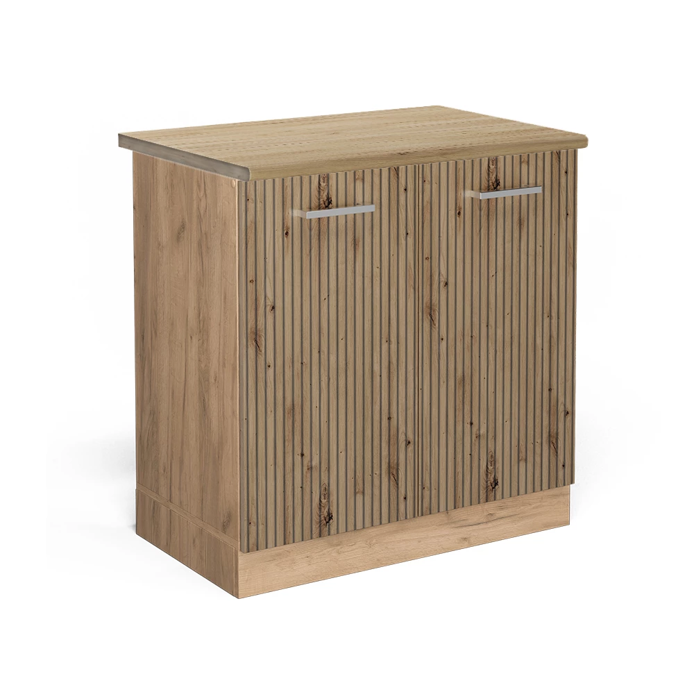 Spülenunterschrank in Artisan-Eiche auf weißem Hintergrund