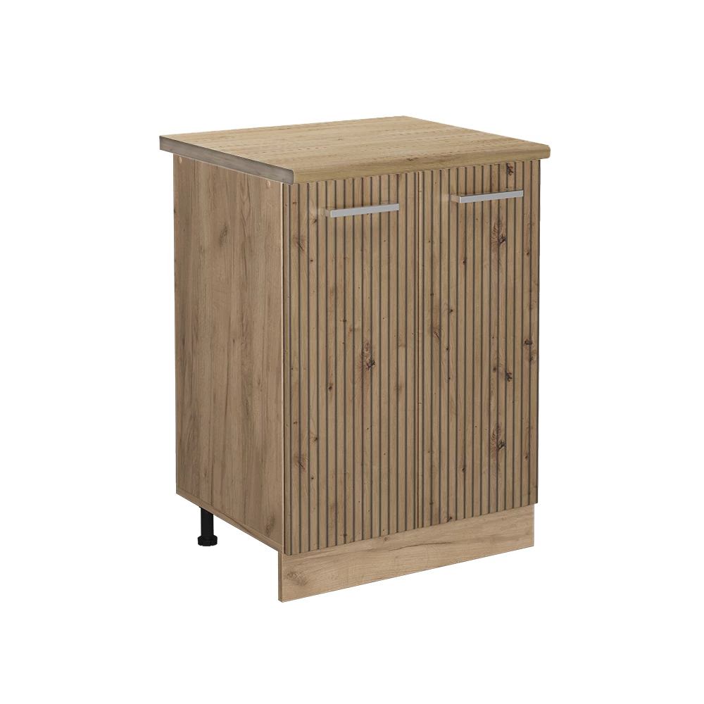 Küchenunterschrank in Artisan-Eiche auf weißem Hintergrund