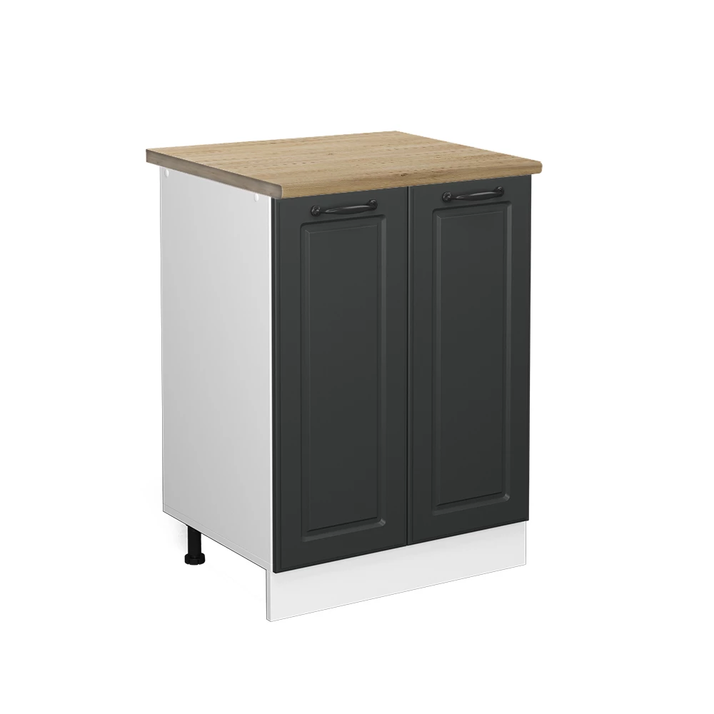 Küchenunterschrank R-Line Anthrazit Landhaus 60 cm , AP Eiche livinity®