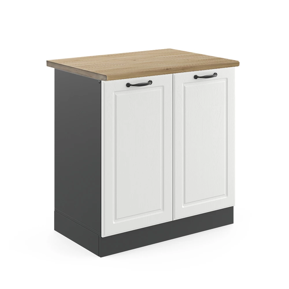 Vicco Spülenunterschrank Weiß Landhaus 80 cm , AP Eiche, R-Line