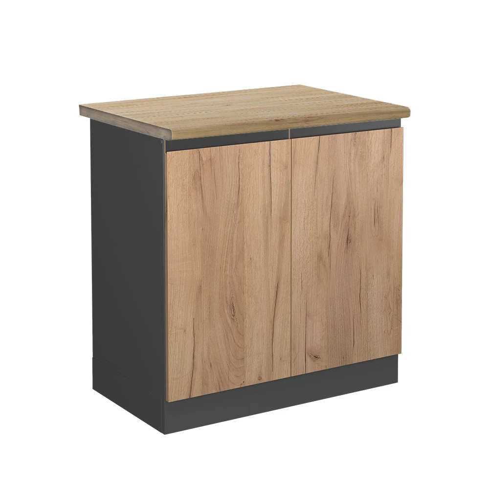 Spülenunterschrank in Goldkraft Eiche auf weißem Hintergrund
