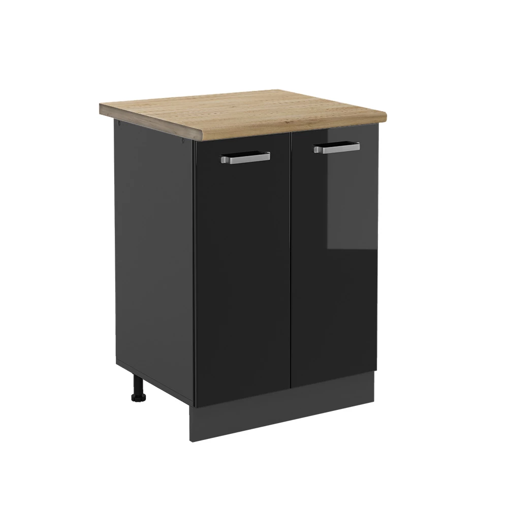 Vicco Dulap de bază pentru bucătărie Negru lucios ridicat 60cm, R-Line