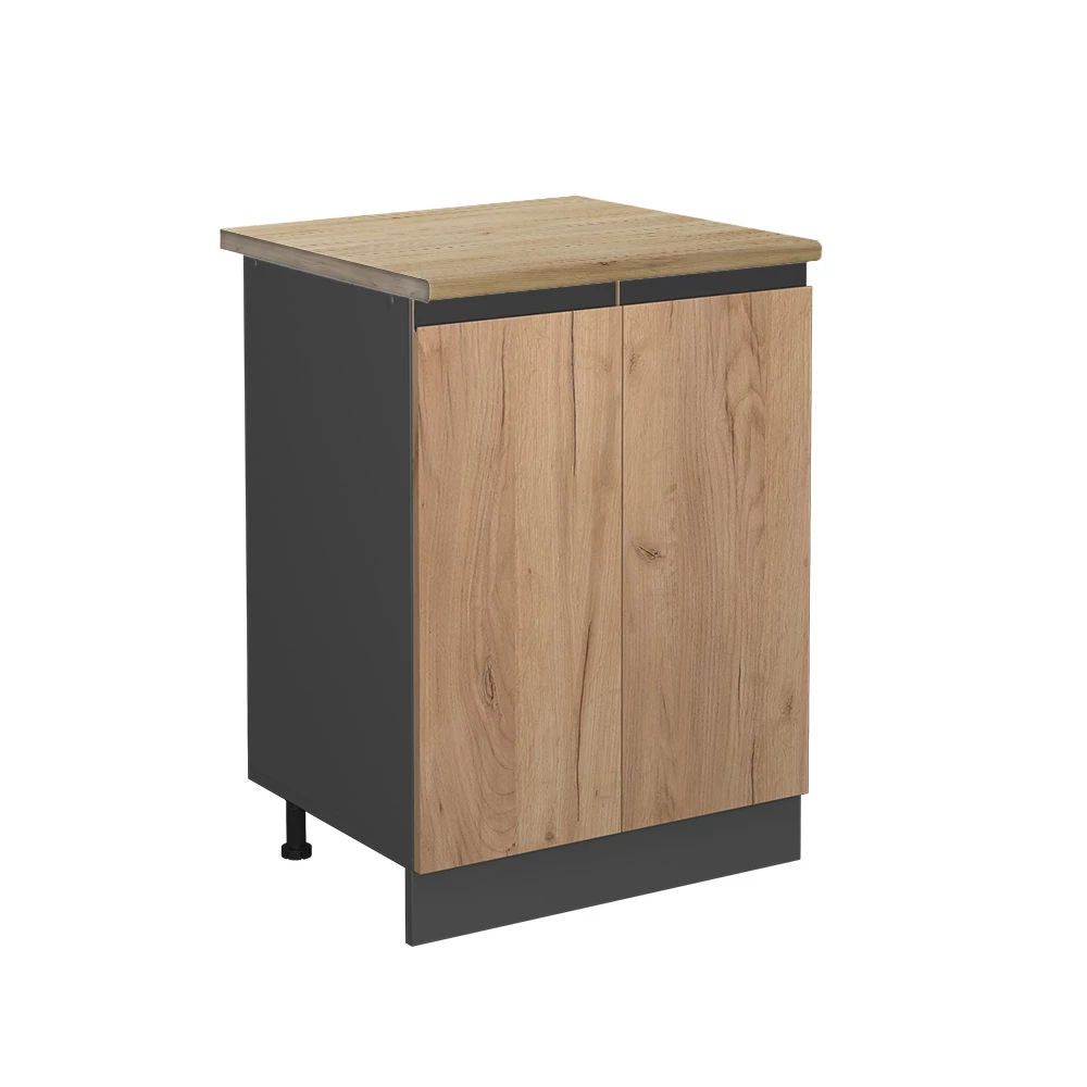 Küchenunterschrank in Goldkraft Eiche auf weißem Hintergrund